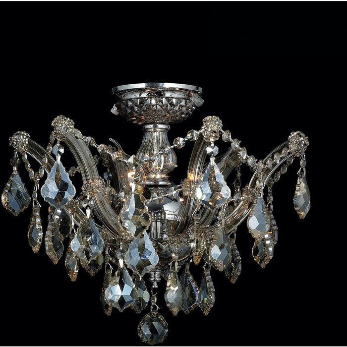 Mari Theresa Polished Chrome Clear Crystal 3 Light Semi-Flushmount - Semi-Flushmounts