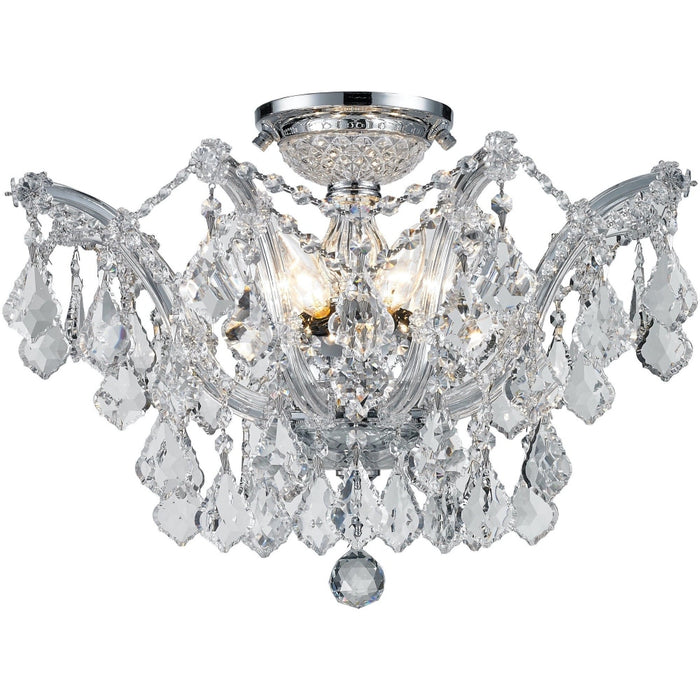 Mari Theresa Polished Chrome Clear Crystal 6 Light Semi-Flushmount - Semi-Flushmounts