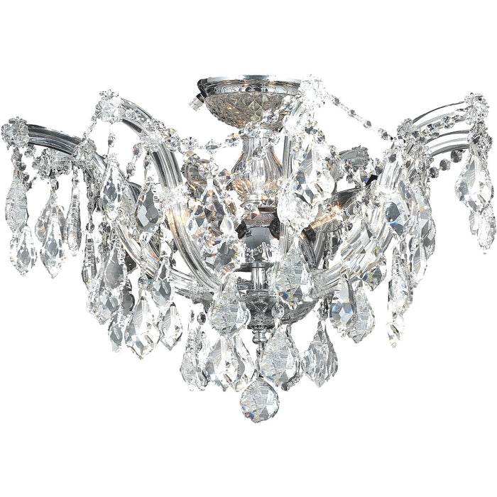 Mari Theresa Polished Chrome Clear Crystal 6 Light Semi-Flushmount - Semi-Flushmounts