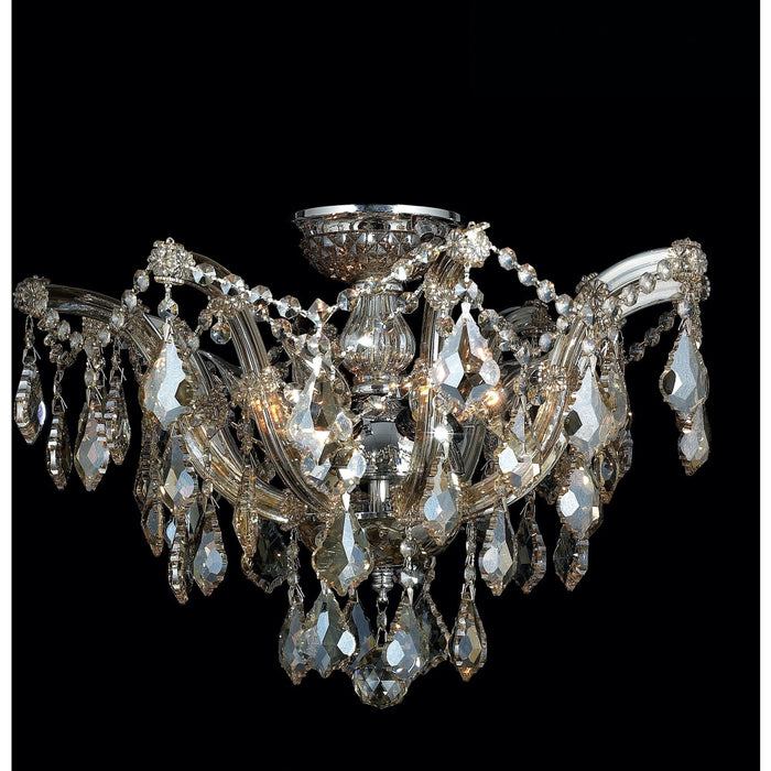 Mari Theresa Polished Chrome Clear Crystal 6 Light Semi-Flushmount - Semi-Flushmounts