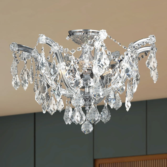 Mari Theresa Polished Chrome Clear Crystal 6 Light Semi-Flushmount - Semi-Flushmounts