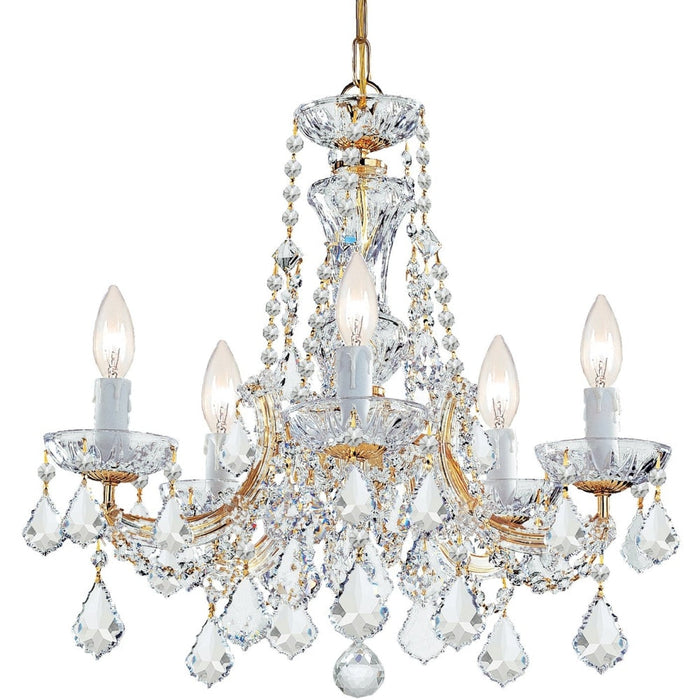 Maria Theresa 5 Light Clear Crystal Gold Mini Chandelier - Chandeliers