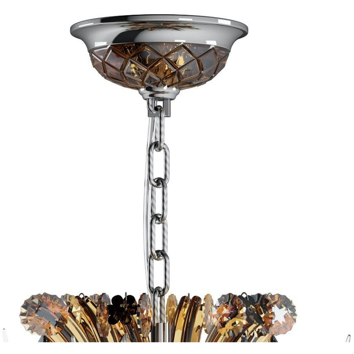 Maria Theresa Polished Chrome Amber Crystal 6 Light Chandelier - Chandeliers