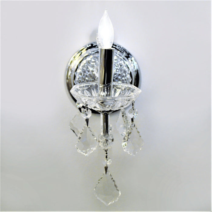 Maria Theresa Polished Chrome Clear Crystal 1 Light Wall Sconce - Wall Sconces