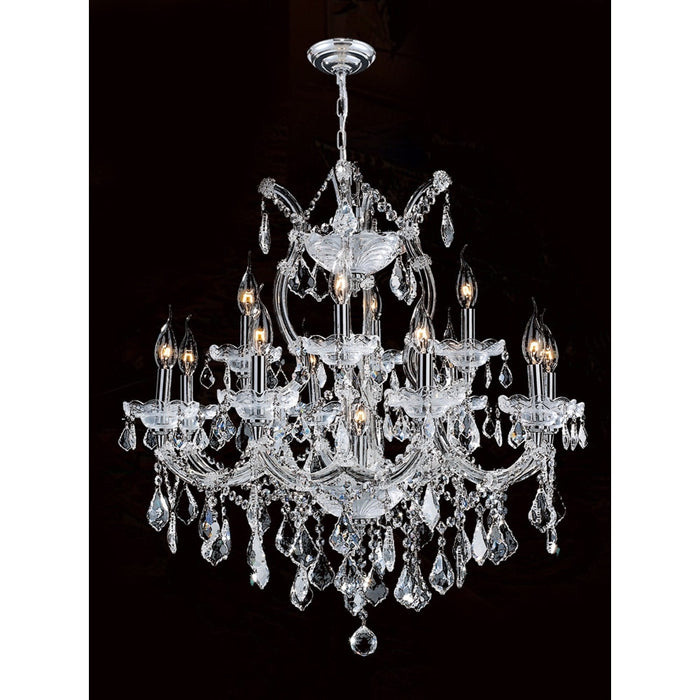 Maria Theresa Polished Chrome Clear Crystal 13 Light Chandelier - Chandeliers