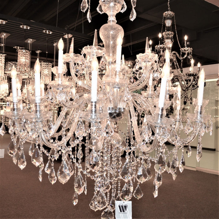 Maria Theresa Polished Chrome Clear Crystal 18 Light Chandelier - Chandeliers