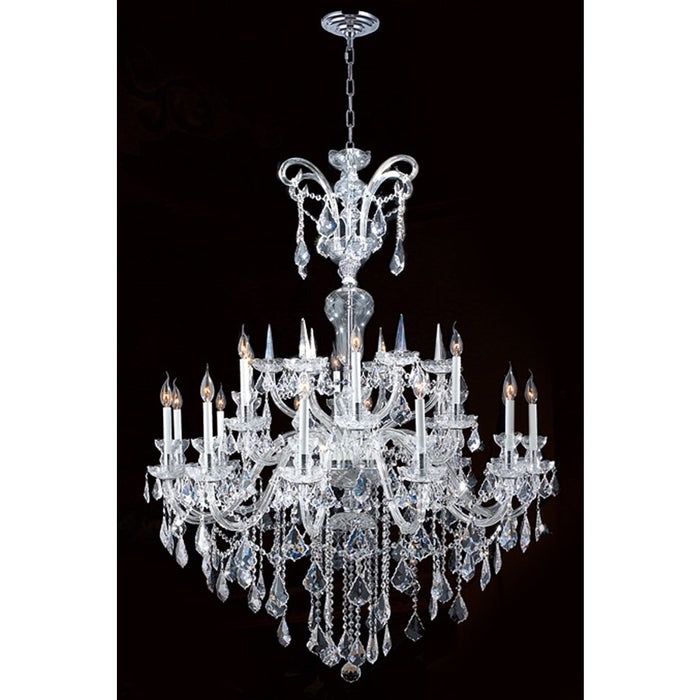 Maria Theresa Polished Chrome Clear Crystal 18 Light Chandelier - Chandeliers