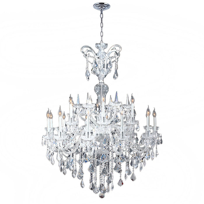 Maria Theresa Polished Chrome Clear Crystal 18 Light Chandelier - Chandeliers