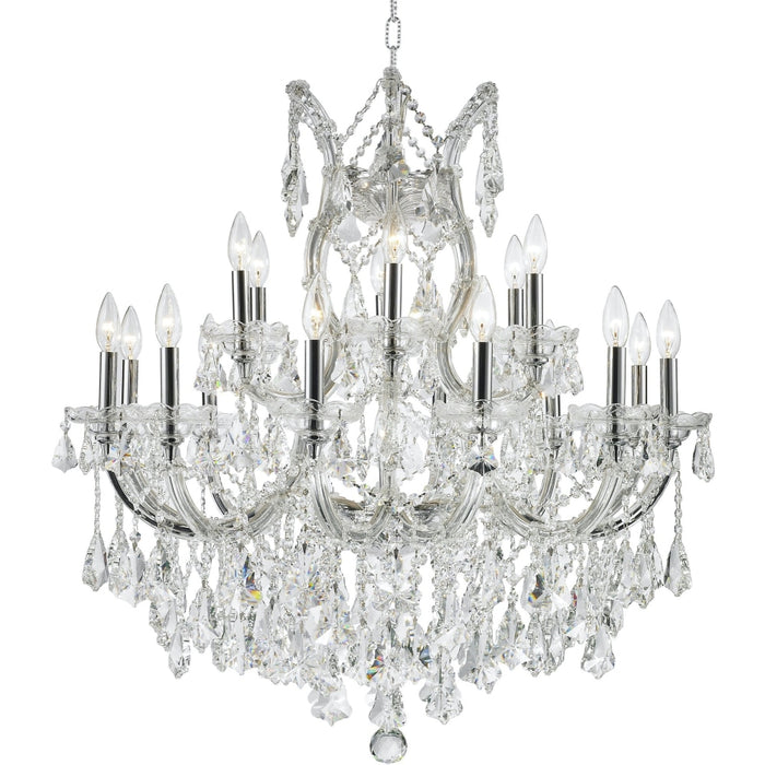Maria Theresa Polished Chrome Clear Crystal 19 Light Chandelier - Chandeliers