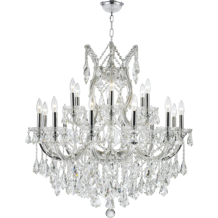 Maria Theresa Polished Chrome Clear Crystal 19 Light Chandelier - Chandeliers