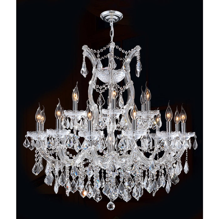Maria Theresa Polished Chrome Clear Crystal 19 Light Chandelier - Chandeliers