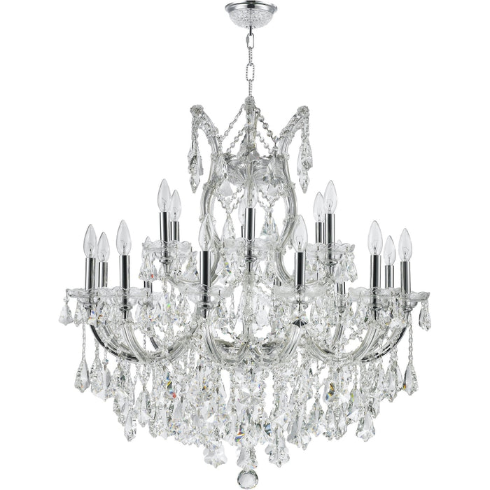 Maria Theresa Polished Chrome Clear Crystal 19 Light Chandelier - Chandeliers