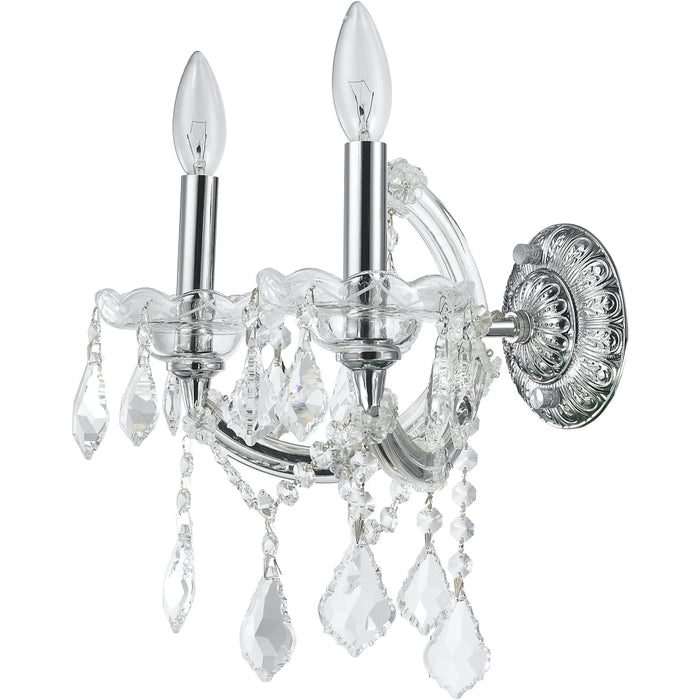 Maria Theresa Polished Chrome Clear Crystal 2 Light Wall Sconce - Wall Sconces