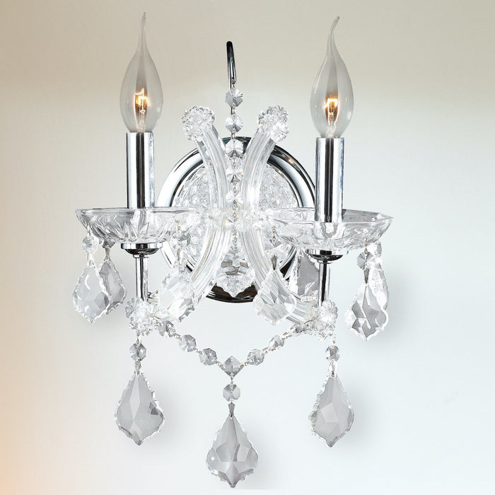 Maria Theresa Polished Chrome Clear Crystal 2 Light Wall Sconce - Wall Sconces
