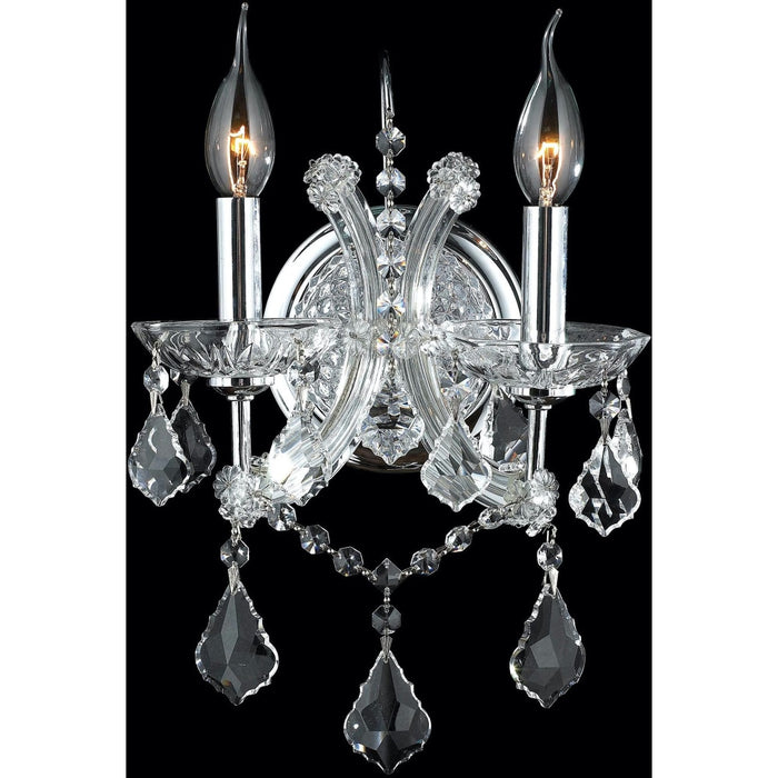 Maria Theresa Polished Chrome Clear Crystal 2 Light Wall Sconce - Wall Sconces