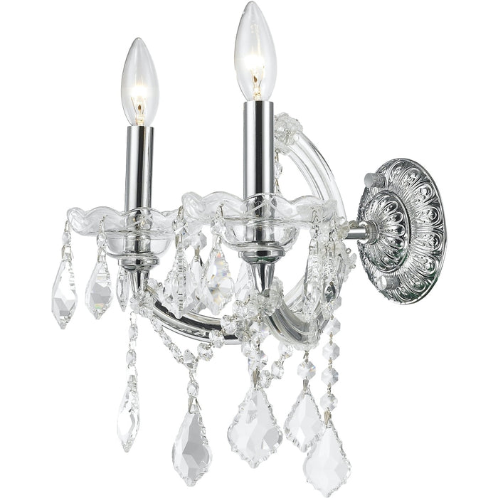 Maria Theresa Polished Chrome Clear Crystal 2 Light Wall Sconce - Wall Sconces
