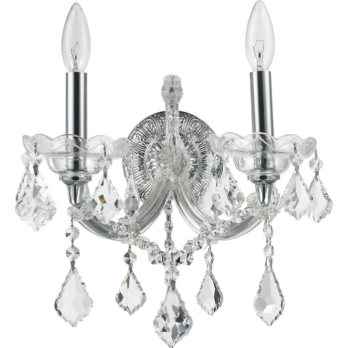 Maria Theresa Polished Chrome Clear Crystal 2 Light Wall Sconce - Wall Sconces