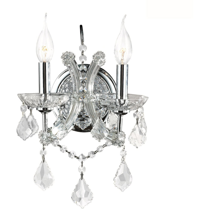 Maria Theresa Polished Chrome Clear Crystal 2 Light Wall Sconce - Wall Sconces