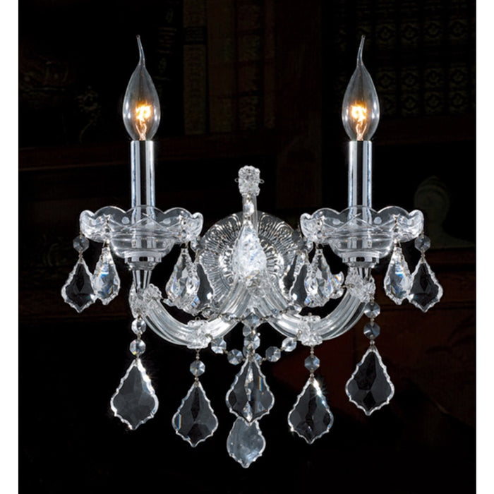 Maria Theresa Polished Chrome Clear Crystal 2 Light Wall Sconce - Wall Sconces