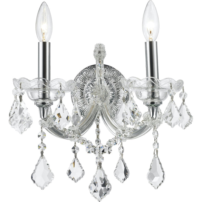 Maria Theresa Polished Chrome Clear Crystal 2 Light Wall Sconce - Wall Sconces