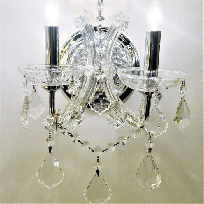 Maria Theresa Polished Chrome Clear Crystal 2 Light Wall Sconce - Wall Sconces