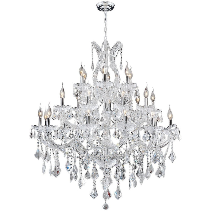 Maria Theresa Polished Chrome Clear Crystal 28 Light Chandelier - Chandeliers