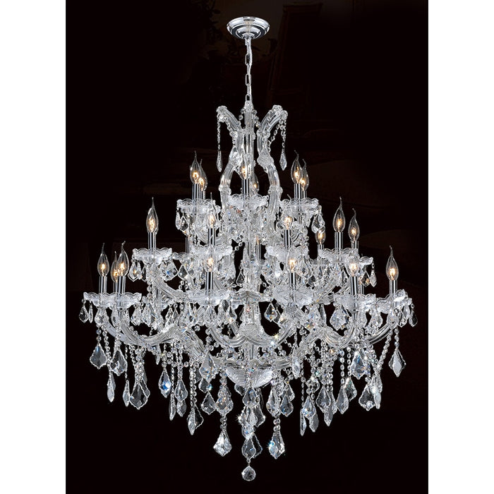 Maria Theresa Polished Chrome Clear Crystal 28 Light Chandelier - Chandeliers