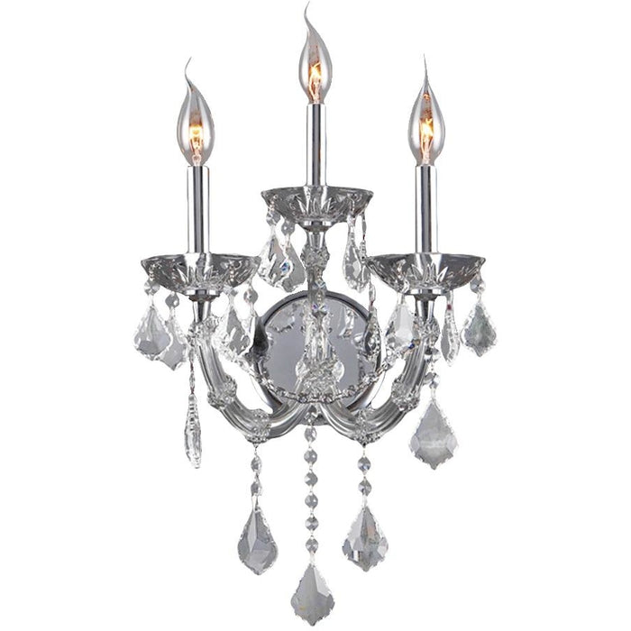 Maria Theresa Polished Chrome Clear Crystal 3 Light Wall Sconce - Wall Sconces