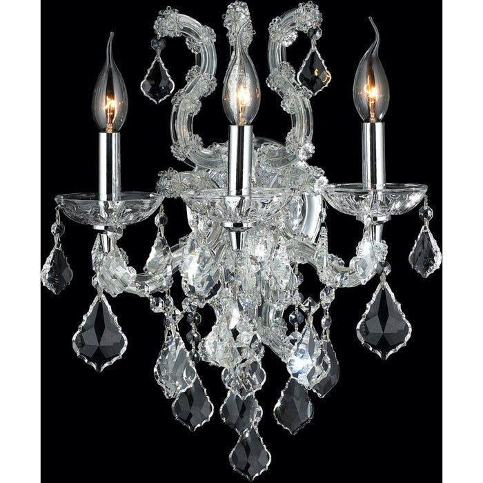 Maria Theresa Polished Chrome Clear Crystal 3 Light Wall Sconce - Wall Sconces