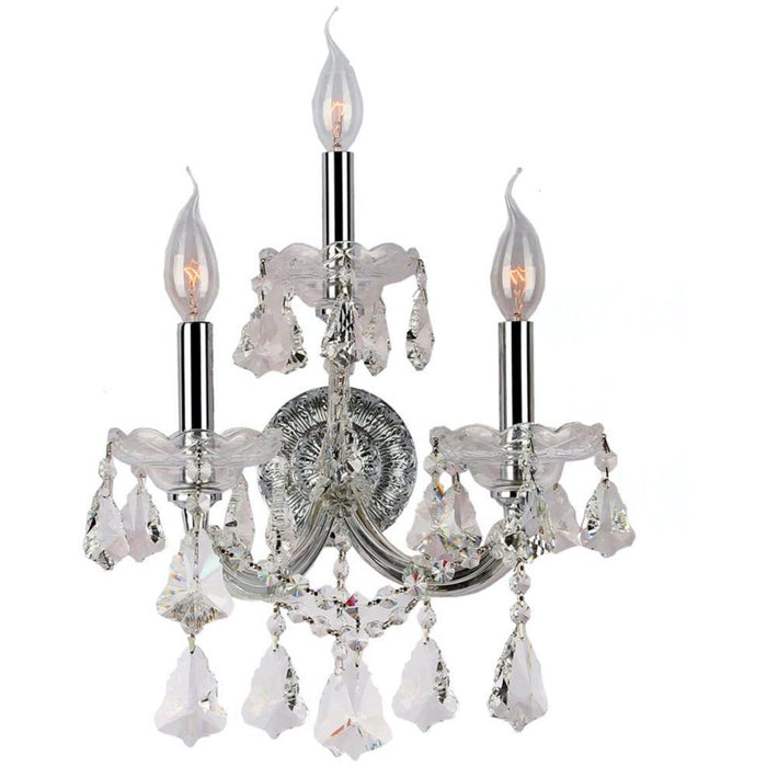 Maria Theresa Polished Chrome Clear Crystal 3 Light Wall Sconce - Wall Sconces