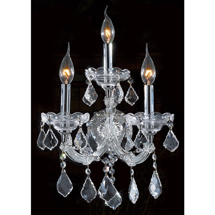 Maria Theresa Polished Chrome Clear Crystal 3 Light Wall Sconce - Wall Sconces