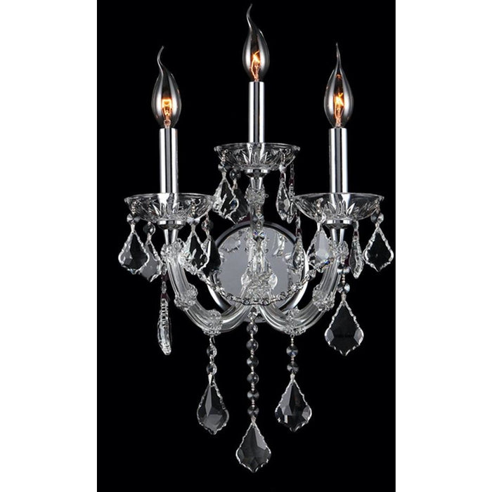 Maria Theresa Polished Chrome Clear Crystal 3 Light Wall Sconce - Wall Sconces
