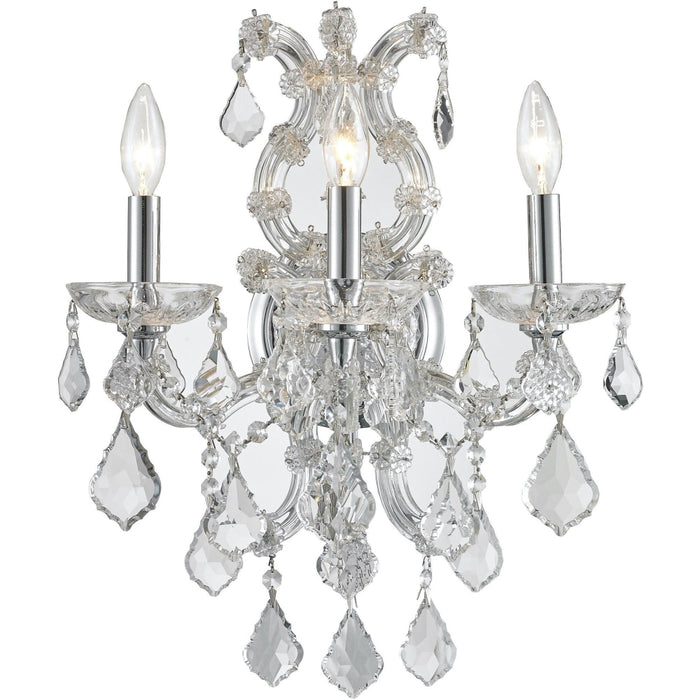 Maria Theresa Polished Chrome Clear Crystal 3 Light Wall Sconce - Wall Sconces