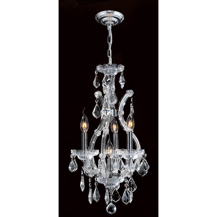 Maria Theresa Polished Chrome Clear Crystal 4 Light Chandelier - Chandeliers