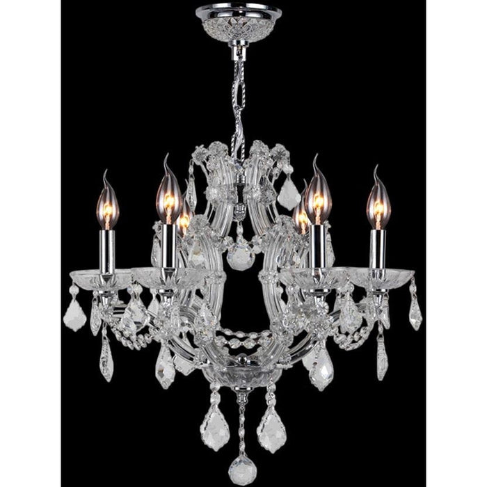 Maria Theresa Polished Chrome Clear Crystal 6 Light Chandelier - Chandeliers