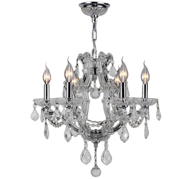 Maria Theresa Polished Chrome Clear Crystal 6 Light Chandelier - Chandeliers