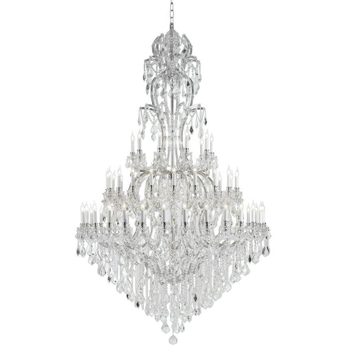 Maria Theresa Polished Chrome Clear Crystal 60 Light Chandelier - Chandeliers