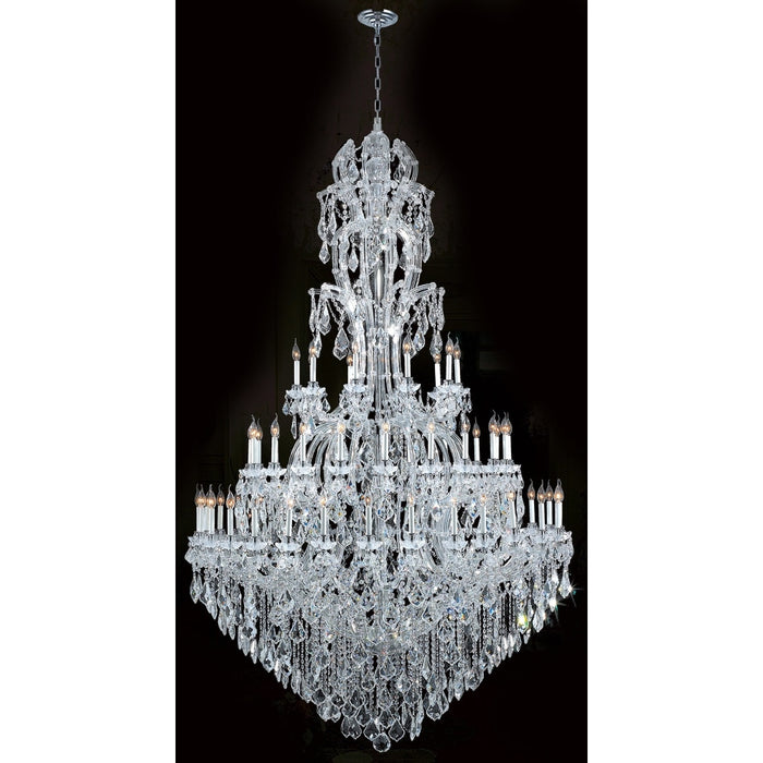 Maria Theresa Polished Chrome Clear Crystal 60 Light Chandelier - Chandeliers