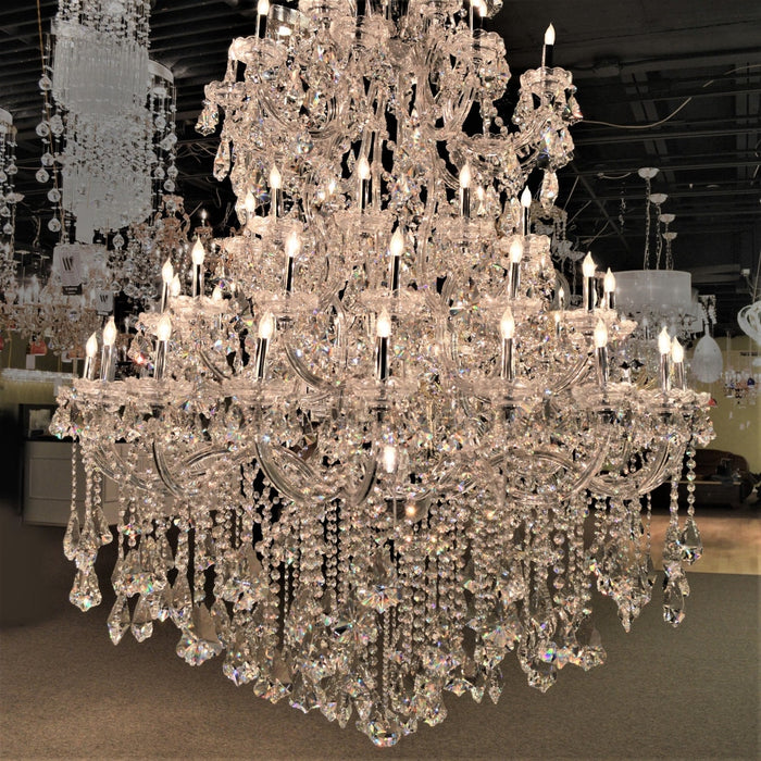 Maria Theresa Polished Chrome Clear Crystal 61 Light Chandelier - Chandeliers