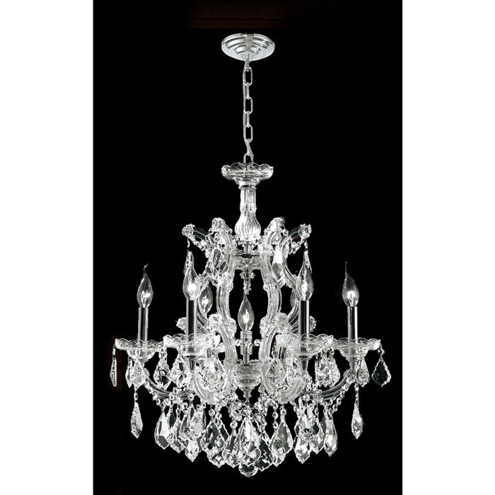 Maria Theresa Polished Chrome Clear Crystal 7 Light Chandelier - Chandeliers