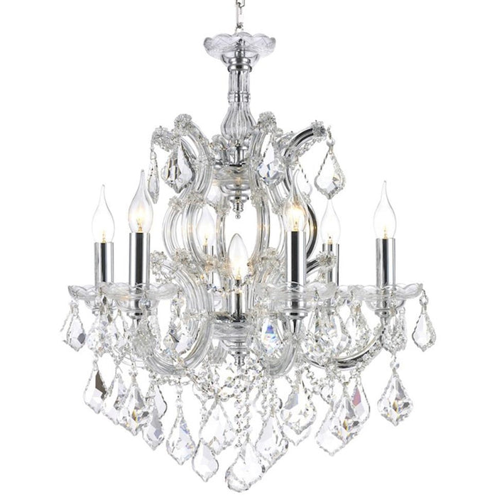 Maria Theresa Polished Chrome Clear Crystal 7 Light Chandelier - Chandeliers