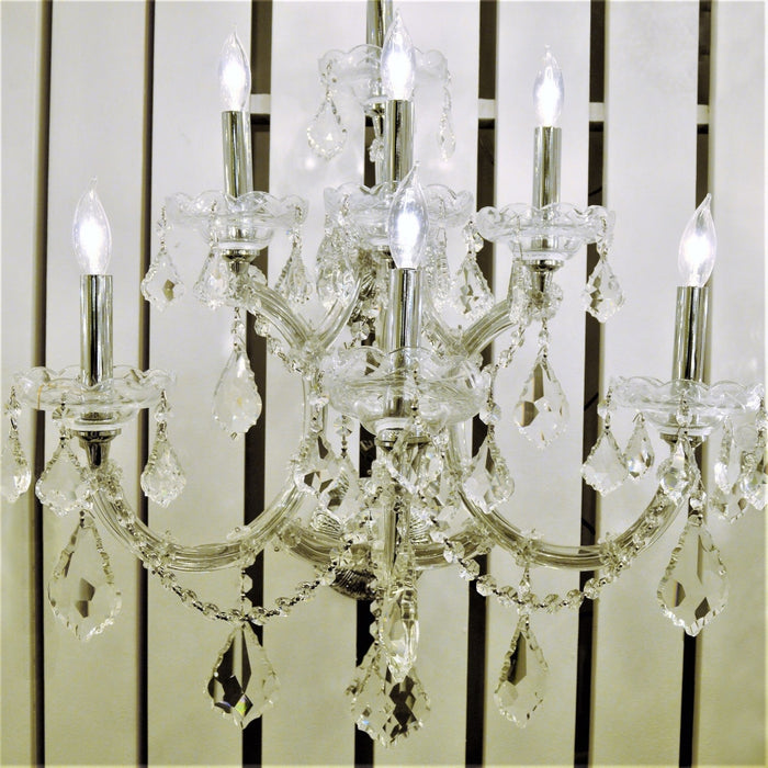 Maria Theresa Polished Chrome Clear Crystal 7 Light Wall Sconce - Wall Sconces