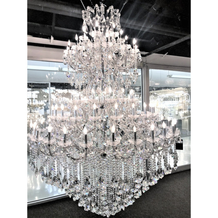 Maria Theresa Polished Chrome Clear Crystal 84 Light Chandelier - Chandeliers