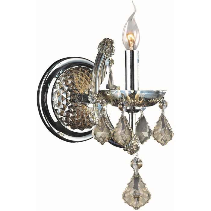 Maria Theresa Polished Chrome Golden Teak Crystal 1 Light Wall Sconce - Wall Sconces