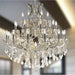 Maria Theresa Polished Chrome Golden Teak Crystal 28 Light Chandelier - Chandeliers