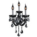 Maria Theresa Polished Chrome Smoke Crystal 3 Light Wall Sconce - Wall Sconces