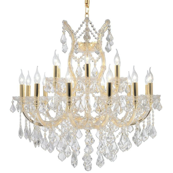 Maria Theresa Polished Gold Clear Crystal 19 Light Chandelier - Chandeliers
