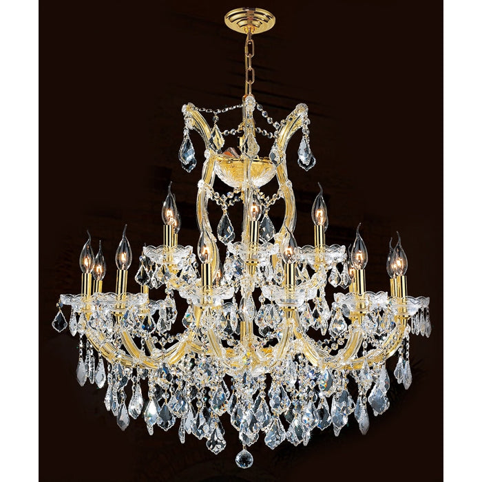 Maria Theresa Polished Gold Clear Crystal 19 Light Chandelier - Chandeliers