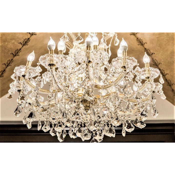 Maria Theresa Polished Gold Clear Crystal 19 Light Chandelier - Chandeliers