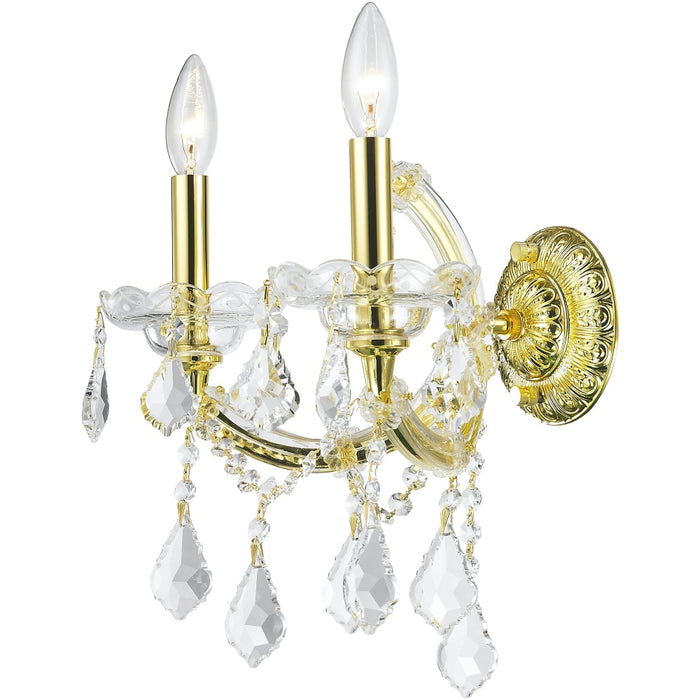 Maria Theresa Polished Gold Clear Crystal 2 Light Wall Sconce - Wall Sconces